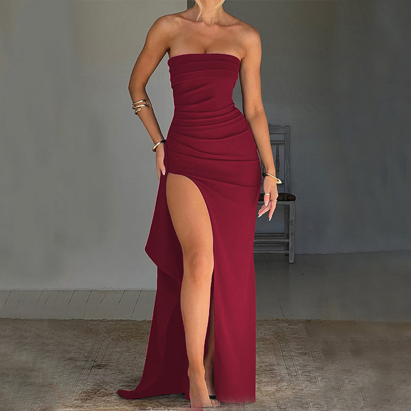 RAVELLO – Elegantes Bandeau-Maxikleid mit hohem Schlitz
