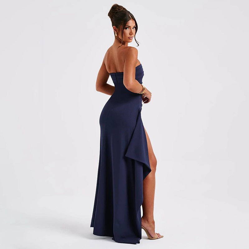 RAVELLO – Elegantes Bandeau-Maxikleid mit hohem Schlitz