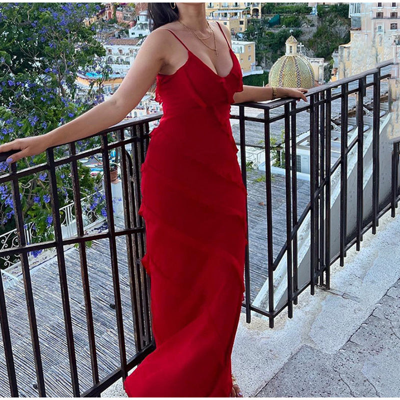 NAPOLI – Elegantes Maxi-Kleid mit Rüschen
