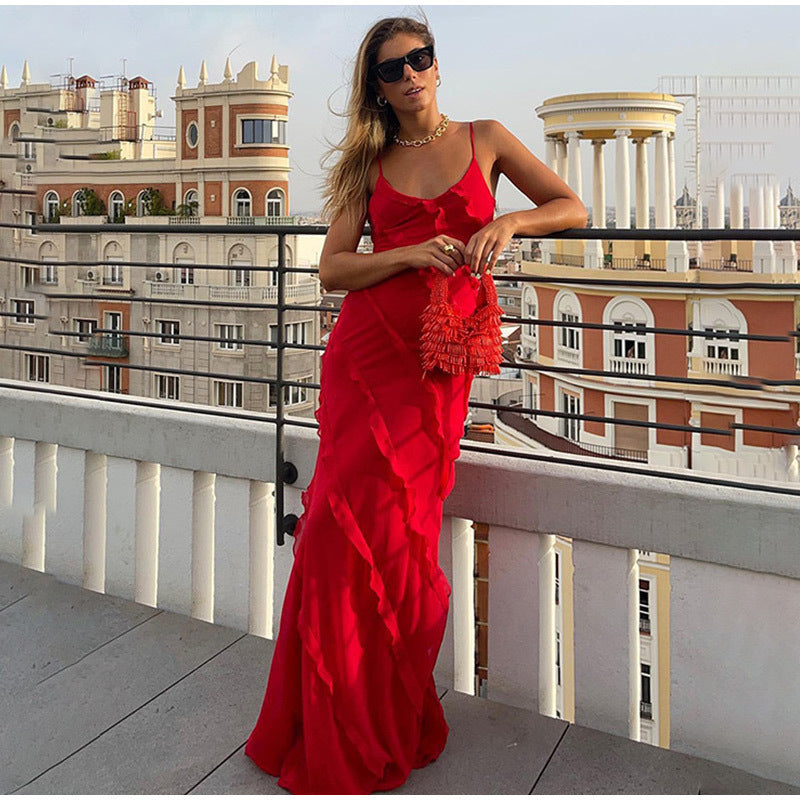 NAPOLI – Elegantes Maxi-Kleid mit Rüschen