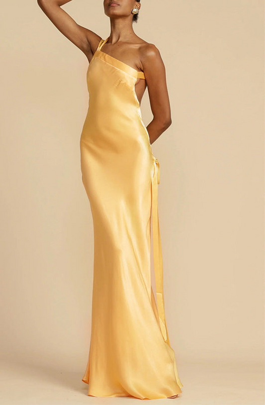 CAPETOWN – Elegantes Satin-One-Shoulder-Maxikleid