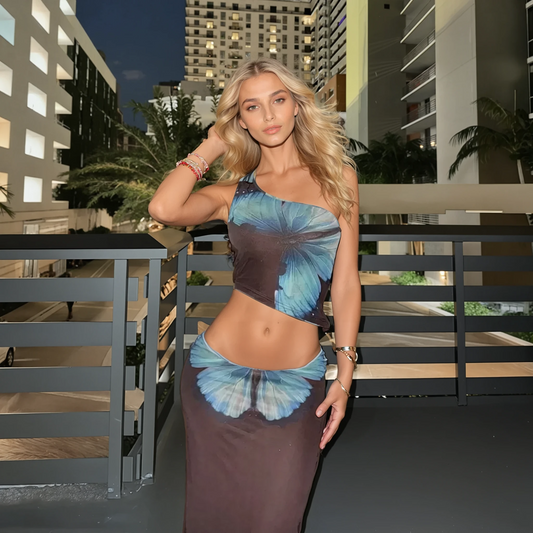BORA BORA – Elegantes 2-teiliges Schmetterlings-Maxikleid