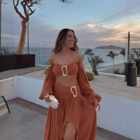 MYKONOS – Boho-Zweiteiler mit goldenen Schnallen