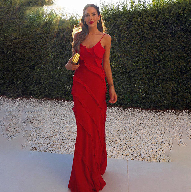 NAPOLI – Elegantes Maxi-Kleid mit Rüschen