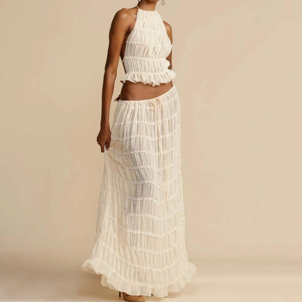 TULUM – Zweiteiliges Boho-Set mit Plisseerock