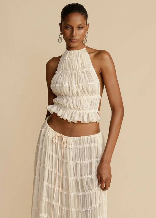 TULUM – Zweiteiliges Boho-Set mit Plisseerock