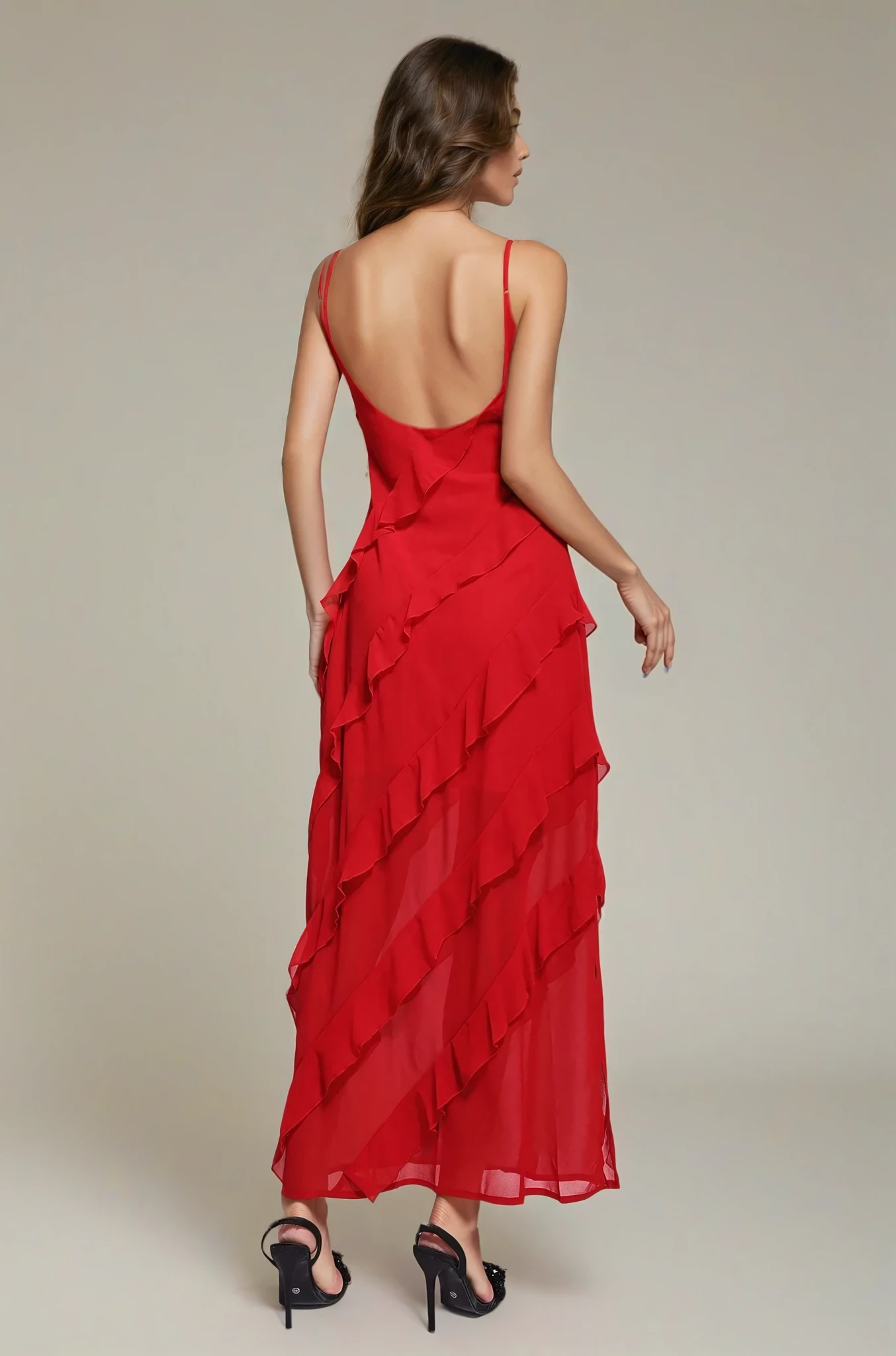NAPOLI – Elegantes Maxi-Kleid mit Rüschen