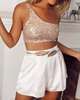 SORRENTO – One-Shoulder Paillettentop im Glam-Look
