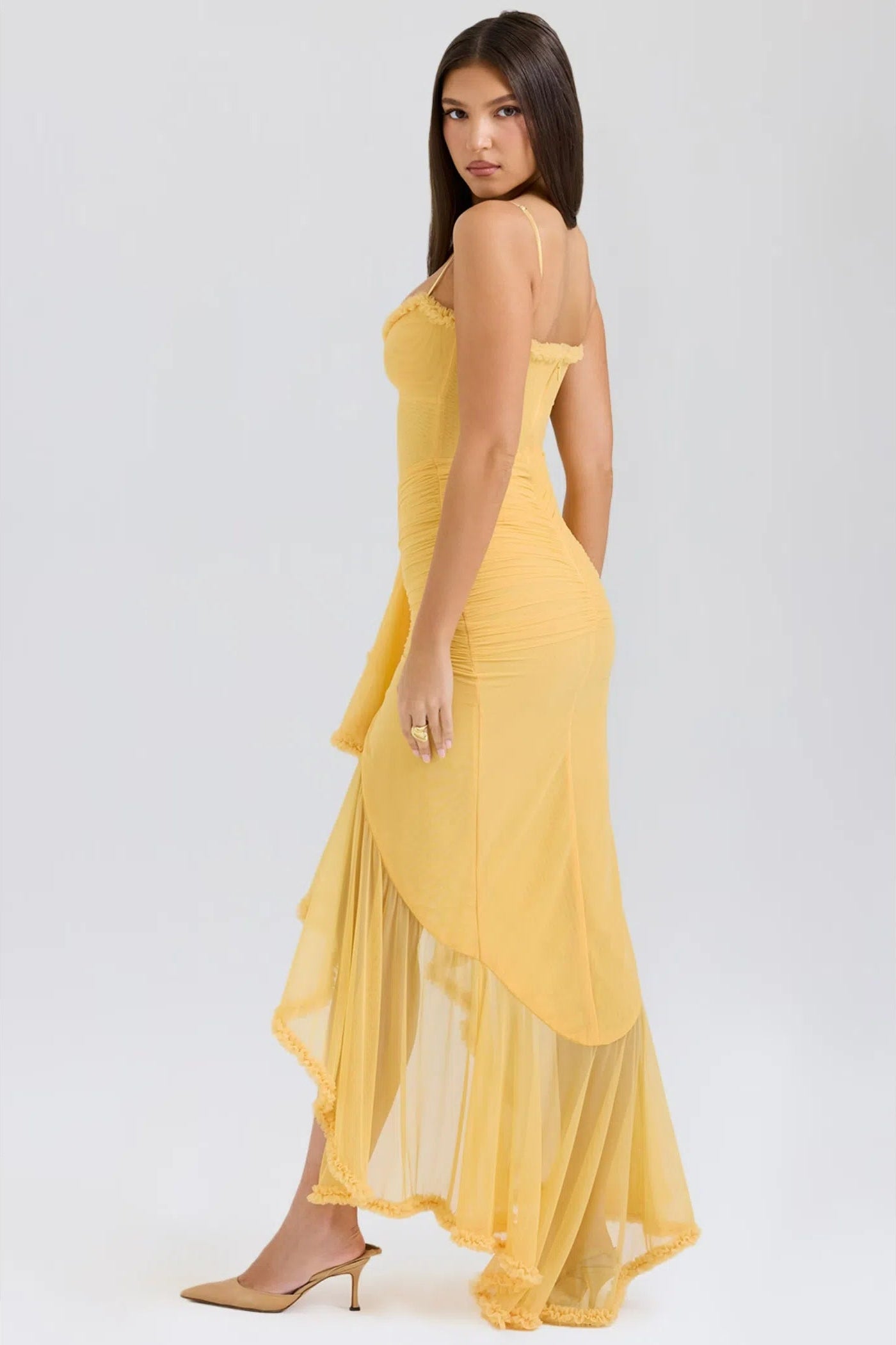 TENERIFFA – Elegantes Rüschen-Maxikleid mit Beinschlitz