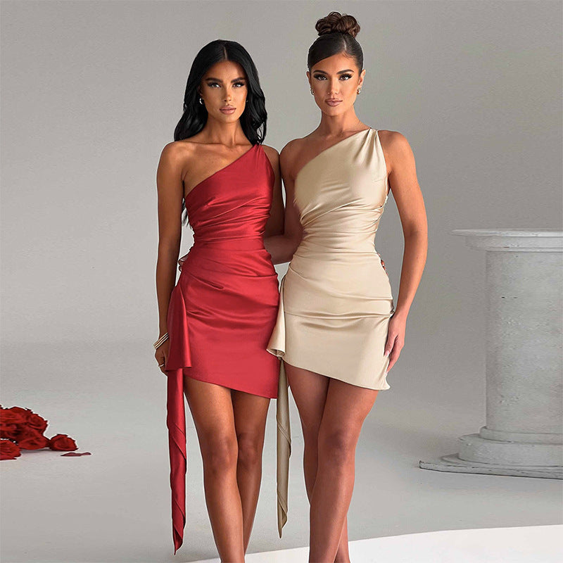 SEVILLA – Elegantes One-Shoulder Minikleid mit Drapierung